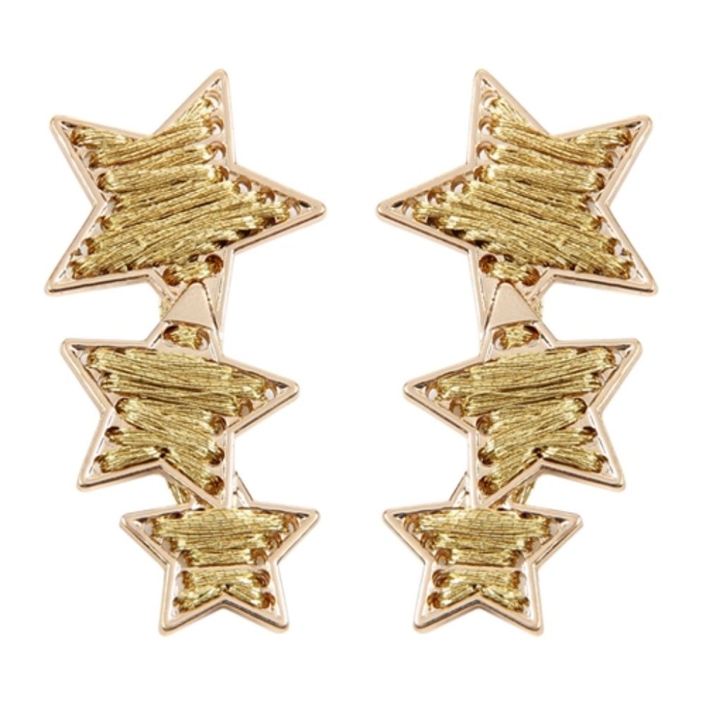 CRAWLER THREAD GOLD STAR EARRINGS